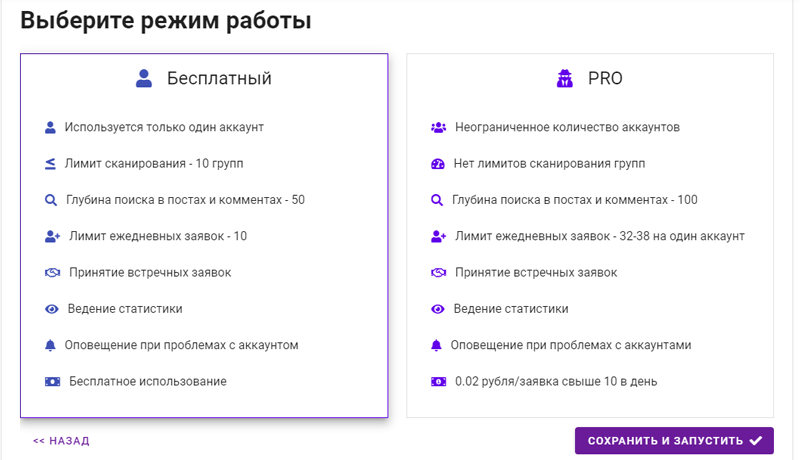 Режим работы бота FriendFinder